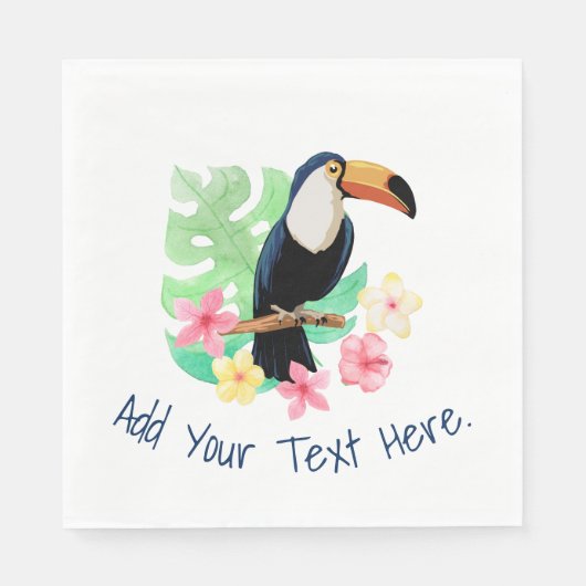 Serviette En Papier Toucan Avec Fleur Tropicale (Devant)