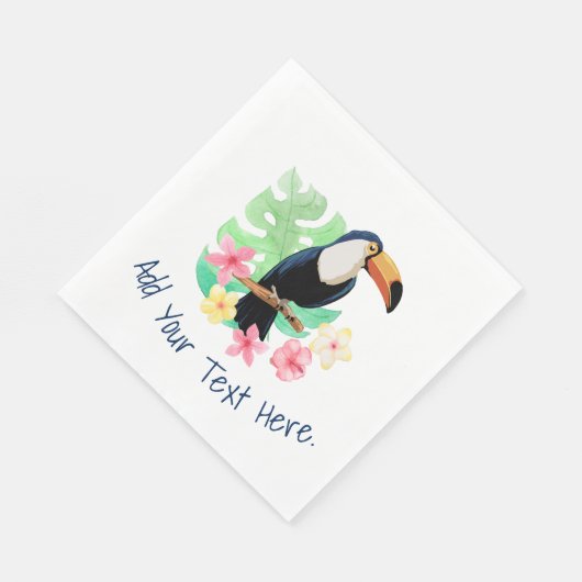 Serviette En Papier Toucan Avec Fleur Tropicale (Coin)