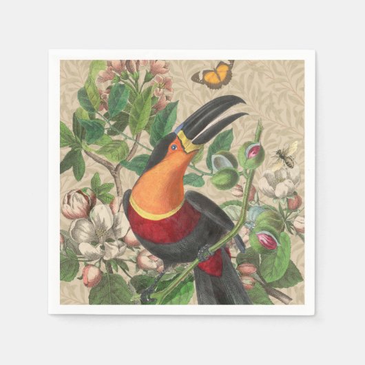 Serviette En Papier Toucan Jungle Tropical Bird Belle antique (Devant)