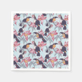 Serviette En Papier Toucans Avec Fleurs Exotiques (Devant)