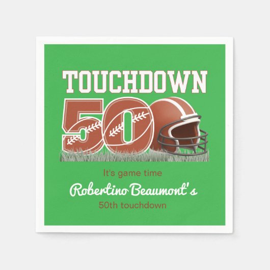 Serviette En Papier Touchdown Fifty Funny Football 50e anniversaire (Devant)
