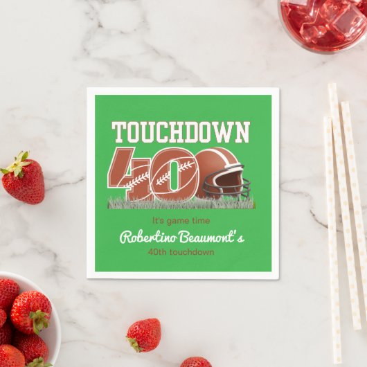 Serviette En Papier Touchdown Quarty Funny Football 40e anniversaire (En situation)