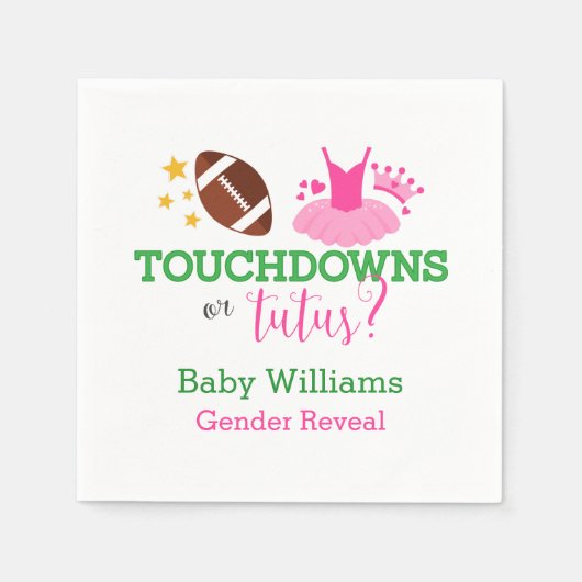 Serviette En Papier Touchdowns ou Tutus Genre Reveal Party (Devant)