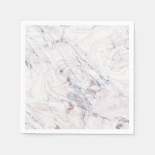 Serviette En Papier Touche de marbre blanc et gris tourbillonnant Rose