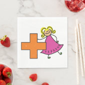 Serviette En Papier Touche mignonne fille avec signe plus (En situation)