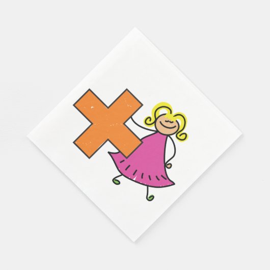 Serviette En Papier Touche mignonne fille avec signe plus (Coin)