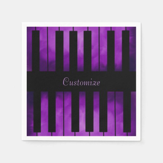 Serviette En Papier Touches de piano violet serviettes de musique (Devant)