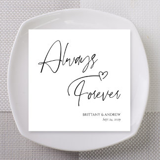 Serviette En Papier Toujours et pour toujours Mariage avec écriture em