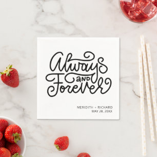Serviette En Papier Toujours et pour toujours Mariage noir blanc