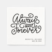 Serviette En Papier Toujours et pour toujours Mariage noir blanc (Devant)