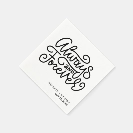 Serviette En Papier Toujours et pour toujours Mariage noir blanc (Coin)
