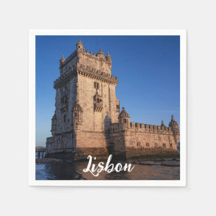 Serviette En Papier Tour Belem au coucher du soleil à Lisbonne, Portug