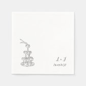 Serviette En Papier Tour Champagne Monogramme Mariage élégant Cocktail (Devant)