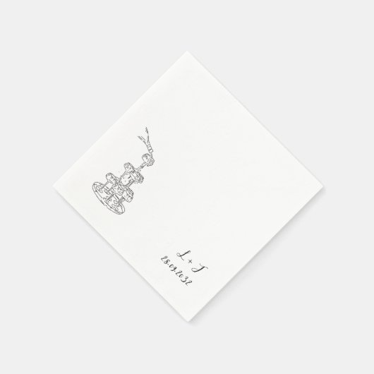 Serviette En Papier Tour Champagne Monogramme Mariage élégant Cocktail (Coin)