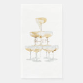 Serviette En Papier Tour Champagne Noms Personnalisés Mariage Papier I (Devant)