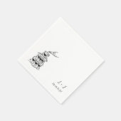 Serviette En Papier Tour Champagne Personnalisé Monogramme Mariage Coc (Coin)