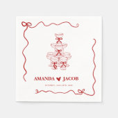Serviette En Papier Tour Champagne rouge Mariage personnalisé (Devant)