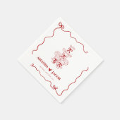 Serviette En Papier Tour Champagne rouge Mariage personnalisé (Coin)