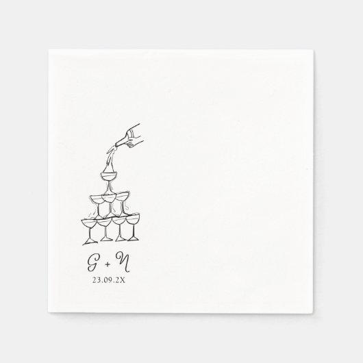 Serviette En Papier Tour de Champagne à main Mariage Napkin (Devant)