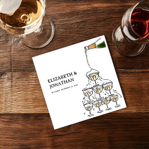 Serviette En Papier Tour de Champagne Dessiné à la Main pour le Dîner