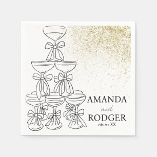 Serviette En Papier Tour de champagne Faux Glitter Mariage