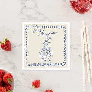 Serviette En Papier Tour de Champagne rétro manuscrit Mariage
