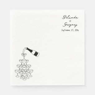 Serviette En Papier Tour de vin mousseux personnalisé Doodles Mariage