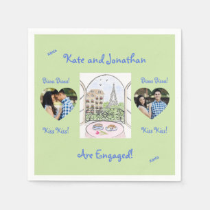 Serviette En Papier Tour Eiffel Bisou Baiser PHOTO capricieux de Paris