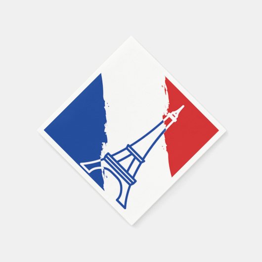 Serviette En Papier Tour Eiffel Couleurs Drapeau Français (Coin)