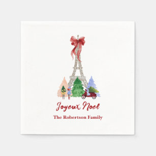 Serviette En Papier Tour Eiffel de Noël personnalisé à Paris pour les