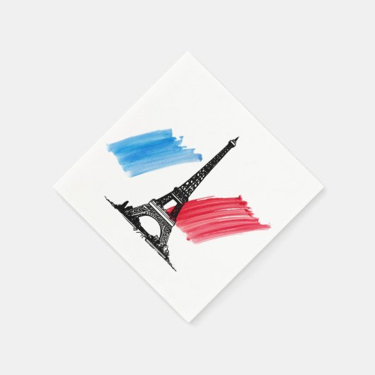 Serviette En Papier Tour Eiffel et dîner drapeau (Coin)