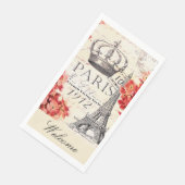 Serviette En Papier Tour Eiffel et hydrangée (Coin)