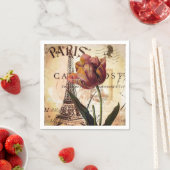Serviette En Papier Tour Eiffel et tulipe (En situation)