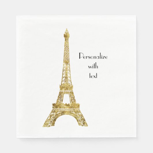 Serviette En Papier Tour Eiffel Glam Or (Devant)