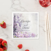 Serviette En Papier Tour Eiffel Lavender Romance Mariage (En situation)