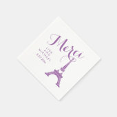 Serviette En Papier Tour Eiffel Mariage violet Merci Merci (Coin)