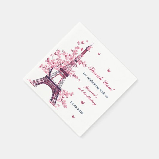Serviette En Papier Tour Eiffel Paris 1er anniversaire (Coin)