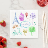 Serviette En Papier Tour Eiffel Paris Aquarelle Art (En situation)