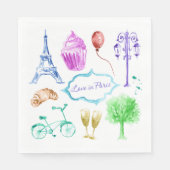 Serviette En Papier Tour Eiffel Paris Aquarelle Art (Devant)
