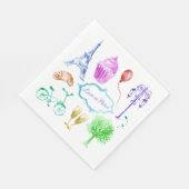 Serviette En Papier Tour Eiffel Paris Aquarelle Art (Coin)