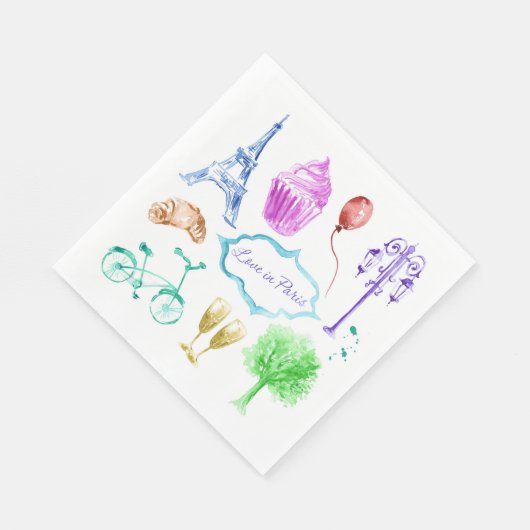 Serviette En Papier Tour Eiffel Paris Aquarelle Art (Coin)