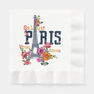 Serviette En Papier Tour Eiffel Paris Chemise Salut Flower Paris Fra