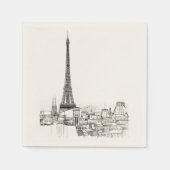 Serviette En Papier Tour Eiffel Paris Cityscape Sketches Party Napkin (Devant)