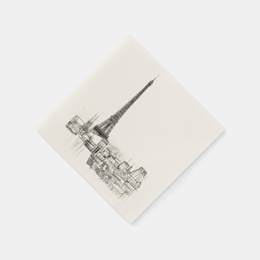 Serviette En Papier Tour Eiffel Paris Cityscape Sketches Party Napkin (Coin)