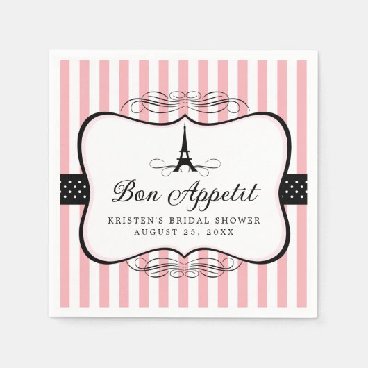 Serviette En Papier Tour Eiffel Paris | FÊTE DES MARIÉES (Devant)