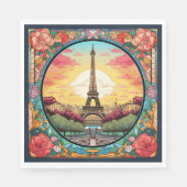 Serviette En Papier Tour Eiffel Paris Paris Floral (Devant)