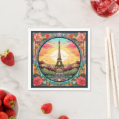 Serviette En Papier Tour Eiffel Paris Paris Floral (En situation)