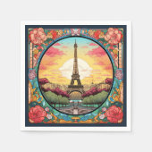 Serviette En Papier Tour Eiffel Paris Paris Floral (Devant)