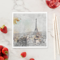 Tour Eiffel Paris serviettes en tissu - Romantique