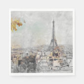 Serviette En Papier Tour Eiffel Paris serviettes en tissu - Romantique (Devant)
